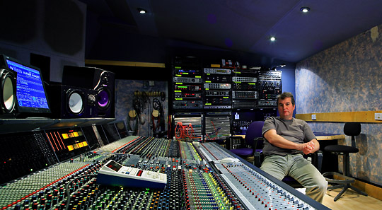 Paul Madden, owner of Intimate recording studios London behind the Neve VR console