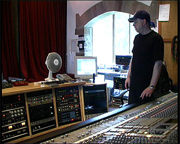 Paul behind the SSL console newly installed at Monnow Valley Studios
