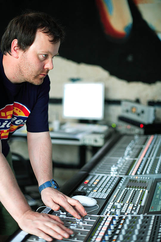 Dickie Chappell recording on the SSL C300 at an event at Real World in July 2006