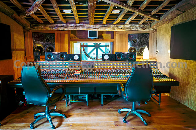Control room of Monnow Valley Studios with Neve desk in centre position