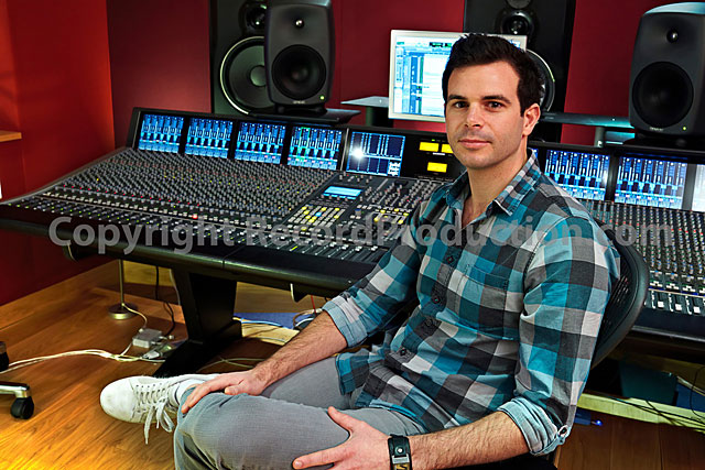Clint Murphy recording engineer in the studio behind his SSL Duality mixing console