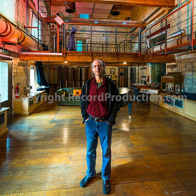 mike pela inside the wooden room at real world studios